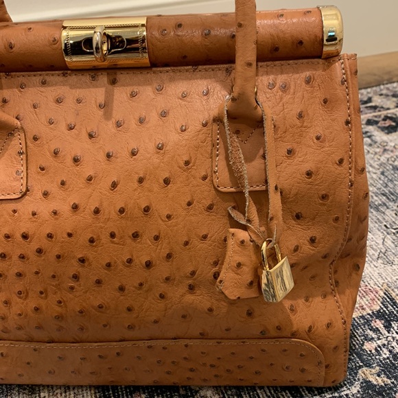 Pelle Di Giada Embossed Leather Ostrich Bag Classic timeless beauty - Picture 4 of 13